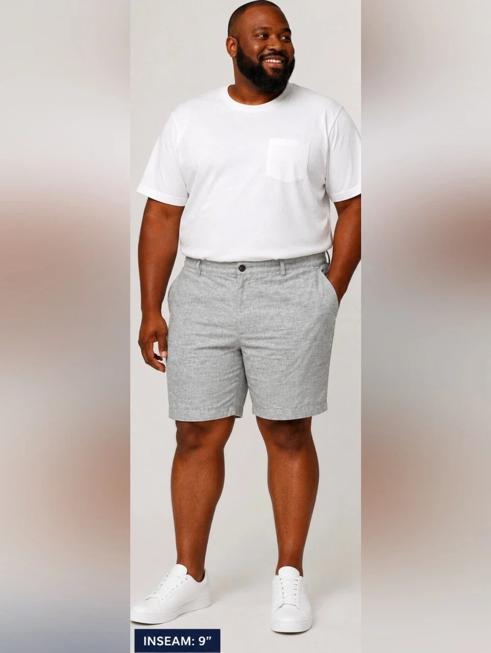 Goodfellow Linen Shorts Mens Gray Cotton Flat Front Every Wear Short Size 54
